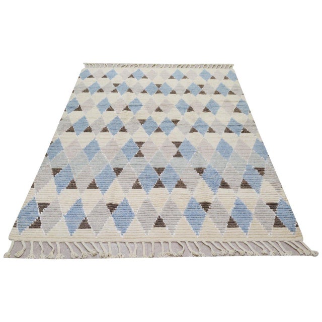 New Modern Moroccan Professional Hand Knotted Wool Rug, 9x12 For Sale - Image 4 of 5