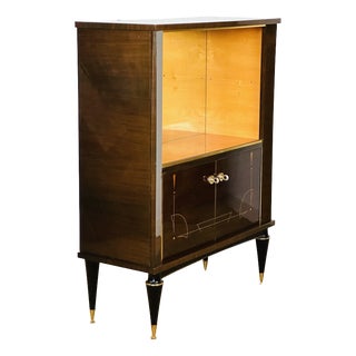 Art Deco Walnut Display Cabinet, 1950s For Sale