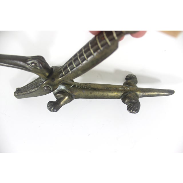Vintage Brass Crocodile Nut Cracker Alligator Nutcracker, Bar Cart Styling For Sale - Image 4 of 11