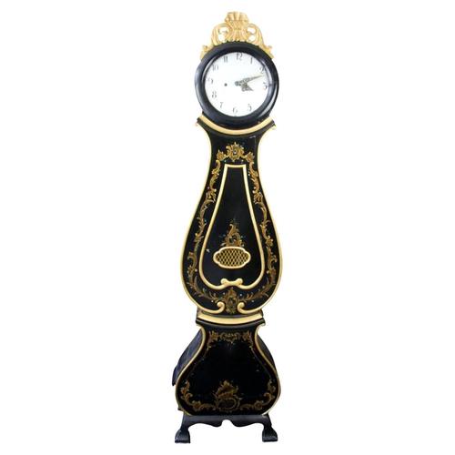 Swedish Mora Clock in Black with Decorative Trompe Loeil, 1800s For Sale - Image 5 of 5