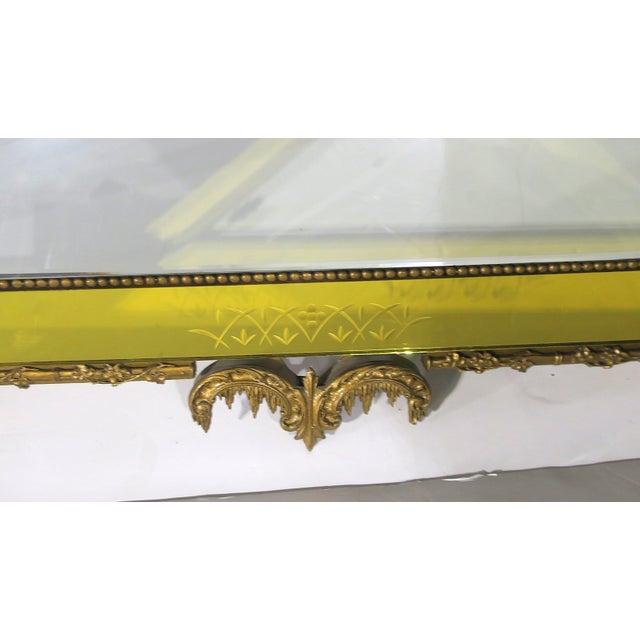 Italian Giltwood Wall Mirror With Canary‑Yellow Border, Rococo Style For Sale - Image 10 of 11