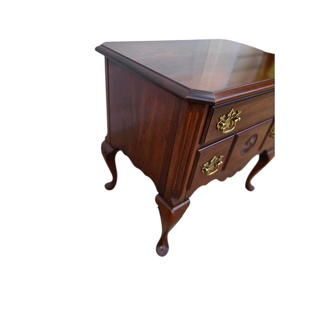 1980s Pennsylvania House End Table Nightstand Low Boy Cherry Chippendale Silver Chest For Sale - Image 12 of 17