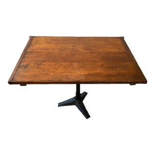 Early 20th Century Vintage Kitchen Table With Art Deco Iron Base For Sale