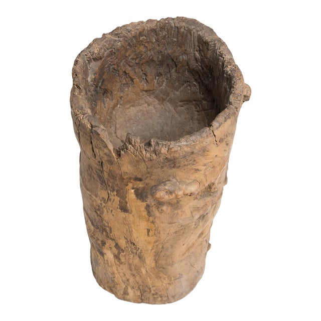 Chinese Gnarled Trunk Mortar, C. 1900 For Sale