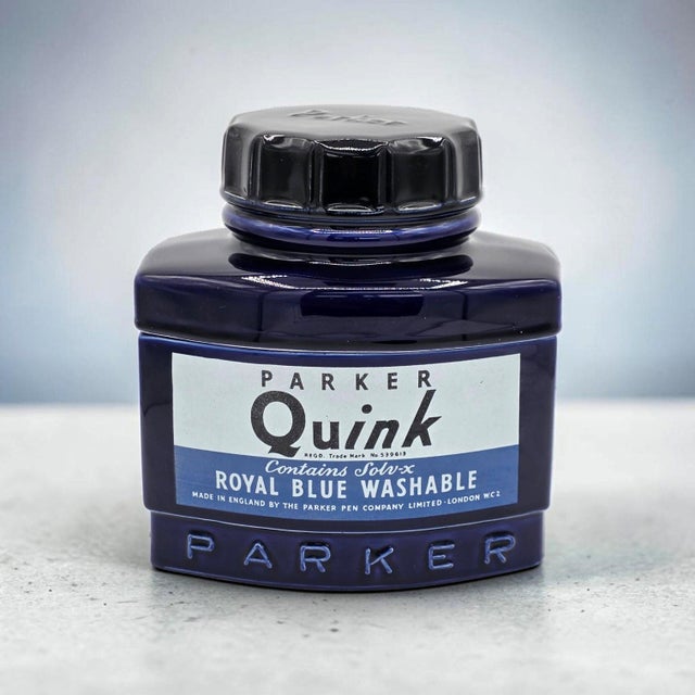 1982 Parker Quink Royal Blue Ceramic Advertising Display Jar For Sale - Image 10 of 10
