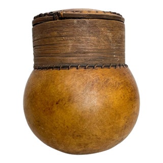 1960s Old Gourd Art Lidded Vessel Made in Malta For Sale