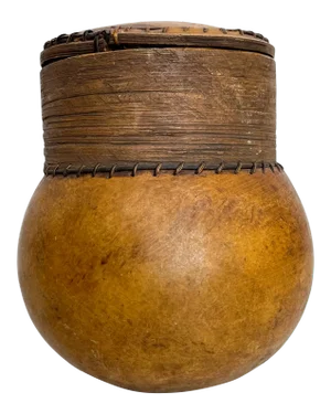 1960s Old Gourd Art Lidded Vessel Made in Malta