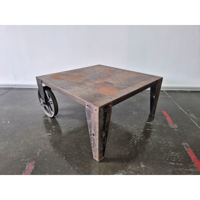 Brutalist Industrial Steel Coffee Table For Sale - Image 4 of 12