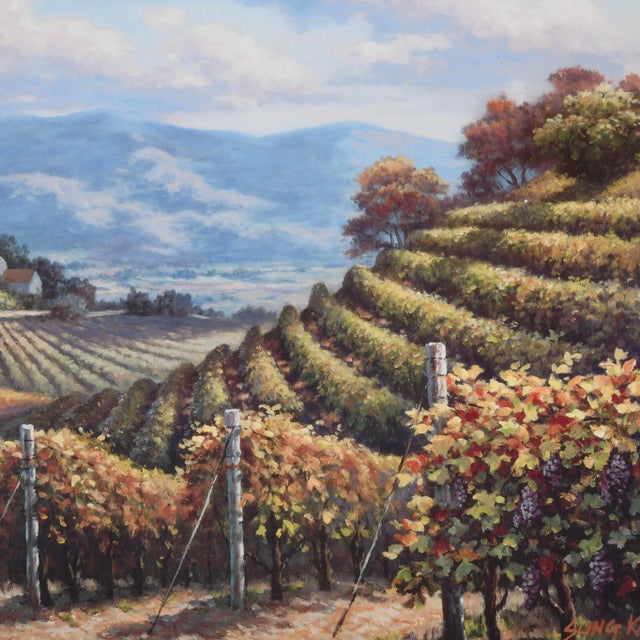 Traditional Framed Signed Sung Kim Vineyard Village Print For Sale - Image 3 of 11