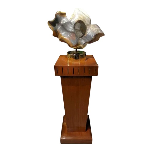 Abstract Alabaster Sculpture with Pedestal by Karen Chera For Sale