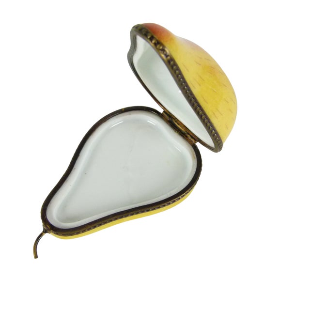 Ceramic Late 20th Century French Limoges Porcelain Half Pear Figural Trinket Box by Parry & Vieille (p.V.) For Sale - Image 7 of 10
