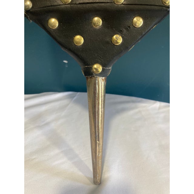 This beautifully crafted vintage fireplace bellows features a rich wood grain body, black leather trim with brass rivets,...