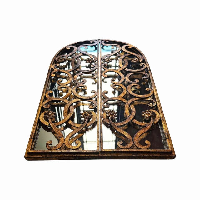Italian Iron Mirror - Gilt Wrought Iron For Sale - Image 11 of 13