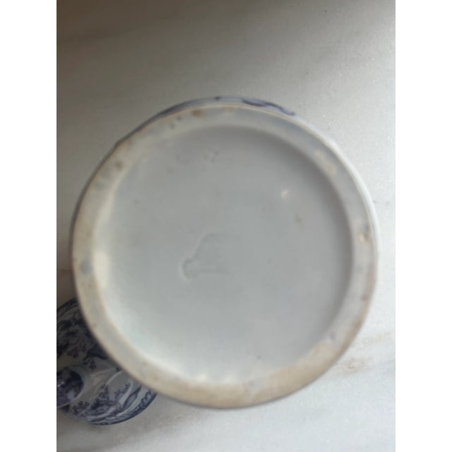 English Antique Purple Transferware Sugar Bowl With Lilies and Rosebud Finial For Sale - Image 3 of 8