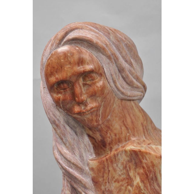 Pink Vintage Seymour Shuren Modern Carved Pink Marble Tall Woman Figure Sculpture For Sale - Image 8 of 18