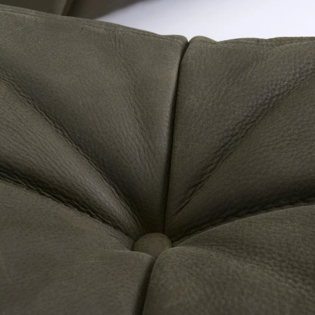 Olive Rare Ligne Roset Togo 3-Piece Lounge in Stone Olive Leather For Sale - Image 8 of 16