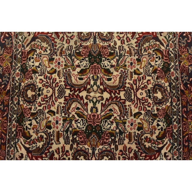 1990s Fine Bidjar Rug 3’11” X 4’7” Ivory Wool Vintage Hand-Knotted Oriental Carpet For Sale - Image 5 of 12
