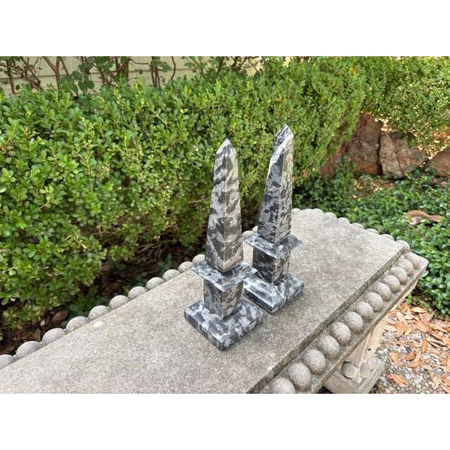 1950s Pair of Vintage Italian Marble Obelisks For Sale - Image 5 of 10