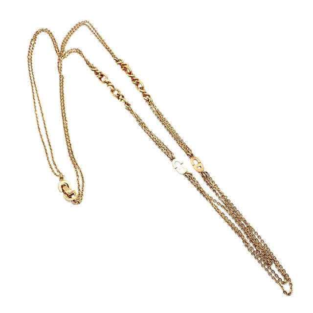 Vintage Christian Dior Solid Gold CD Three Strand 28" Long Necklace Germany For Sale - Image 11 of 13