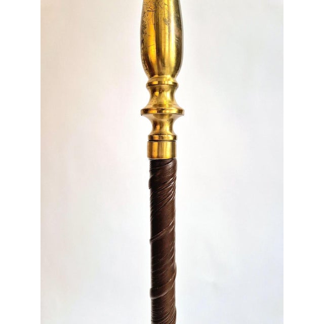 Modern Scandinavian Floor Lamp in Brass with Dark Brown Leather Trim, Swedish, 1950s For Sale - Image 11 of 15