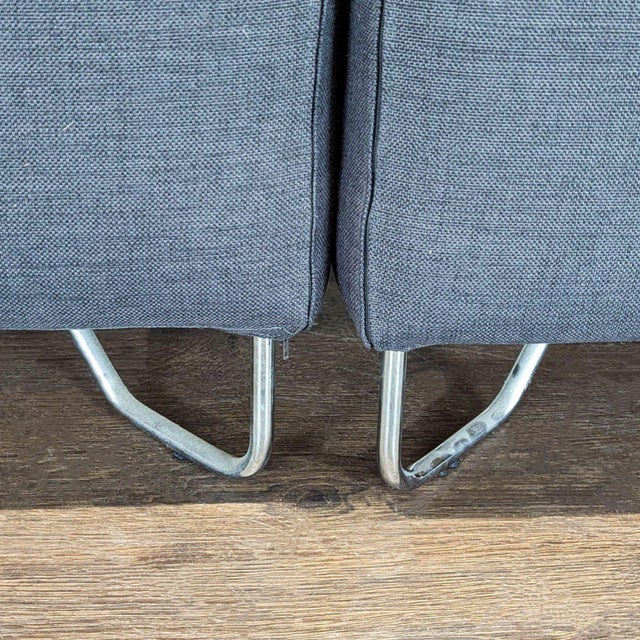 Blue Cb2 Modern Dark Blue Sectional Sofa With Chaise and Metal Legs For Sale - Image 8 of 9