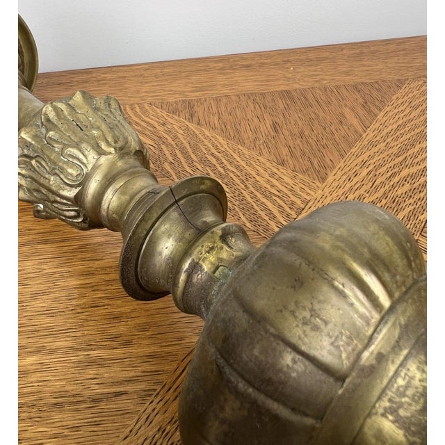 Vintage Brass Ornate Decorative Candleholders, Set of 2 For Sale - Image 17 of 18