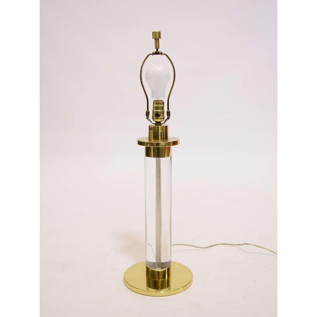 Mid-Century Modern Lucite and Brass Table Lamp by Frederick Cooper For Sale - Image 3 of 9