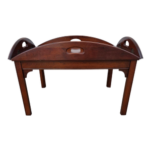 1980s Pennsylvania House Butlers Coffee Table Cherry Chippendale Tray Top Style