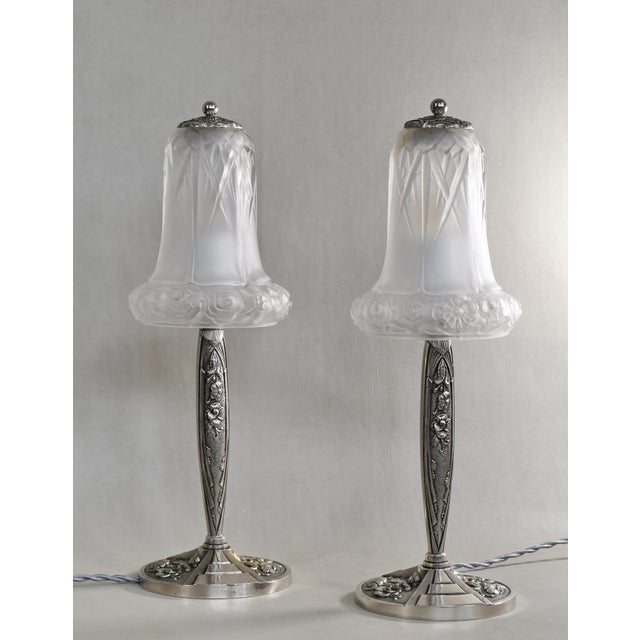 Lorrain French Art Deco Lamp by Lorrain Daum 1930s France - A Pair For Sale - Image 4 of 12