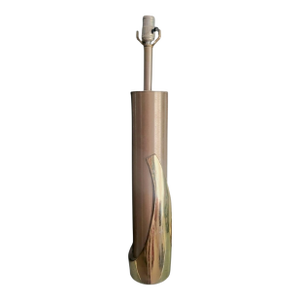 1960s Mid Century Modern Cylindrical Tall Slim Modern Brushed Brass Table Lamp by Laurel Company