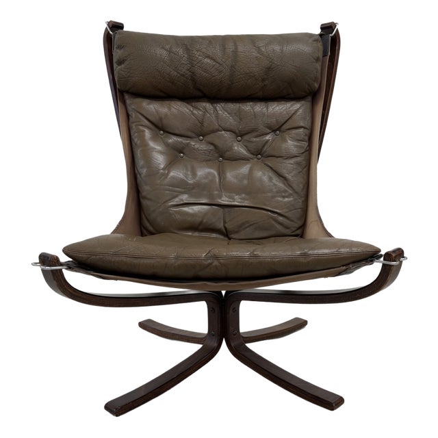 Olive Falcon Chair by Sigurd Ressell for Vatne Furniture, 1960s For Sale