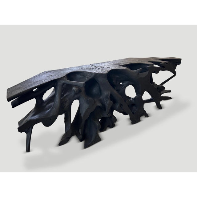 Andrianna Shamaris Sculptural Charred Teak Wood Console Table For Sale - Image 12 of 18