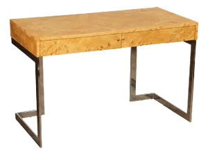 1970's Modern Burlwood and Chrome Writing Desk