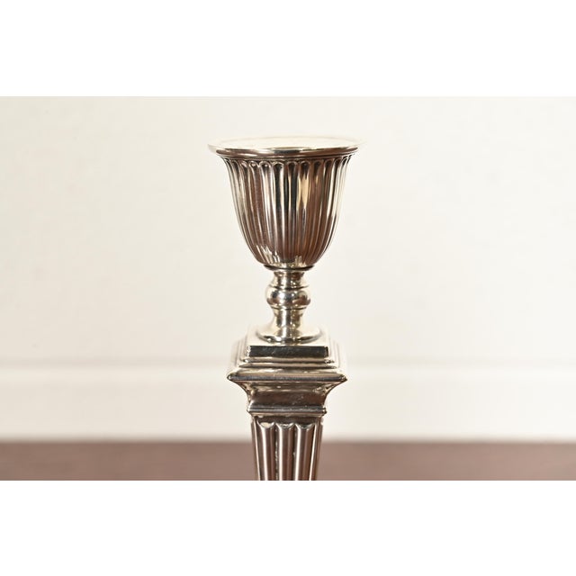 Tiffany & Co. Antique Neoclassical Silverplate Candlesticks, Pair For Sale In South Bend - Image 6 of 12