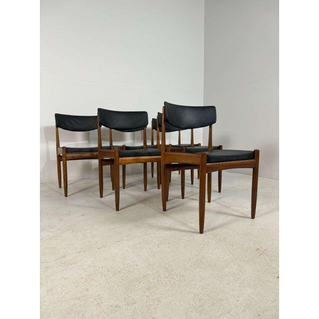 Black Vintage Teak Dining Chairs in Black Skai Fabric, Set of 6 For Sale - Image 8 of 15