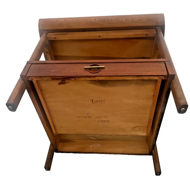 1960s Danish Mid Century Modern Lane Side Table, Nightstand, Bottom Drawer and Shelf For Sale - Image 12 of 12