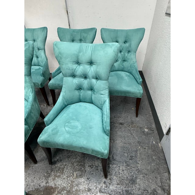 Early 21st Century Bernhardt Art Deco Tufted Side Chairs, Set of Six For Sale - Image 5 of 12