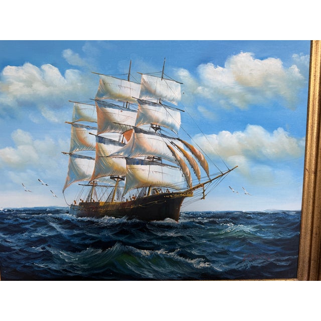 Early 21st Century K.Dossi Original Sailing Ship Oil Painting, Nautical Seascape, Maritime Art For Sale - Image 5 of 12