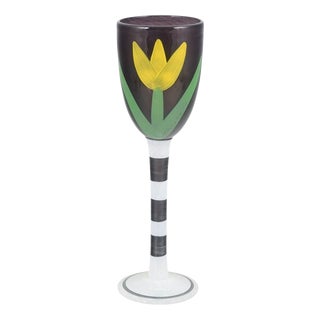 Wine Glass with Floral Motif by Ulrica Hydman Vallien for Kosta Boda, 1990s For Sale