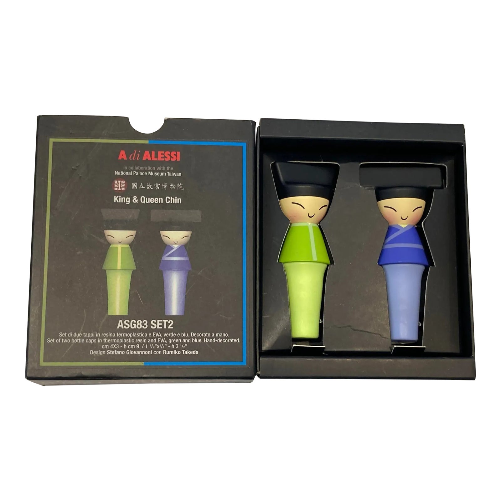 ALESSI アレッシィ & Queen Chin ボトルストッパー A Di Alessi King and Queen Chin Set of 2 Bottle Stops in