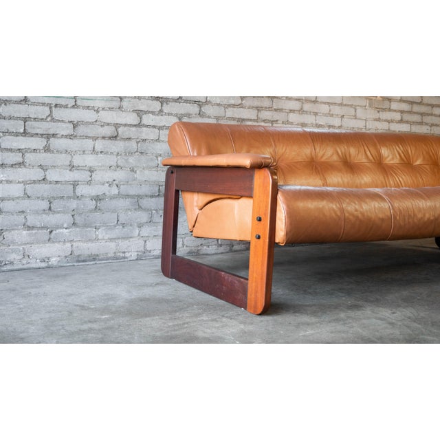 1970s Percival Lafer Mp-185 Cognac Leather Sofa For Sale - Image 13 of 18