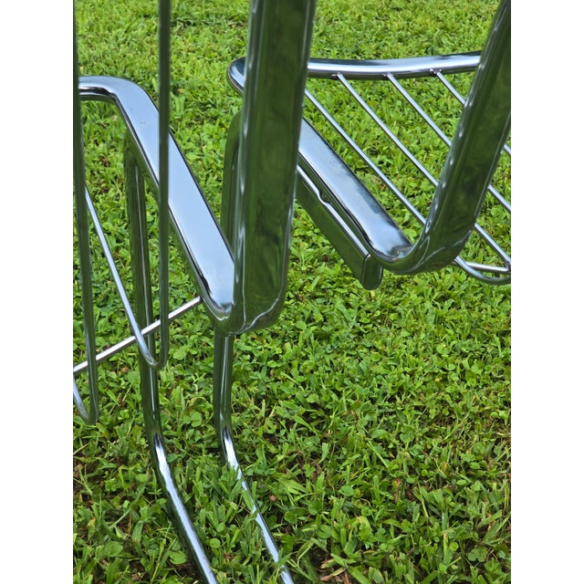 RIMA Set of 4 Attributed to Gastone Rinaldi Cantilever Chrome Design Chairs Rima Italy 1970 MCM For Sale - Image 4 of 13