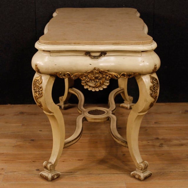 Dutch Lacquered and Gilded Table with Marble Top, 1950s For Sale - Image 10 of 13