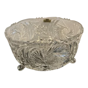 1980s West German Lead Crystal Hand Cut Footed Bowl