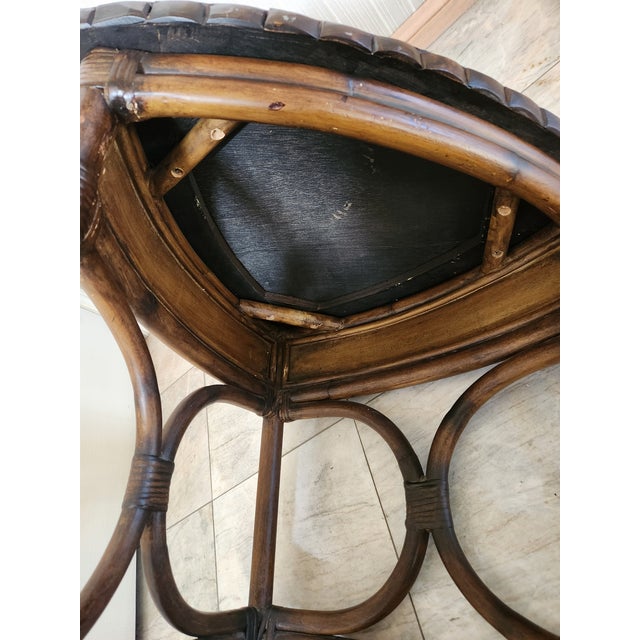 1970s 1970s French Side Table Faux Ostrich Leather Bamboo Wood For Sale - Image 5 of 13