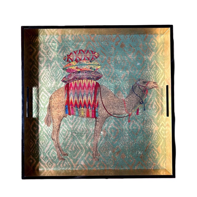 Contemporary Dromedary Square Tray in Lacquered Wood by Les Ottomans For Sale - Image 3 of 4