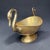 Gold Oval Beaten Brass Dish with Swan Handles For Sale - Image 8 of 8