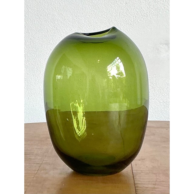 Vintage Boho Signed Blown Glass Vase For Sale - Image 4 of 10