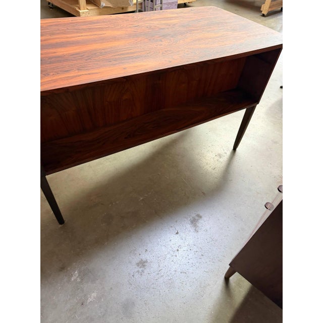 Mid Century Danish Rosewood Desk – Vintage Scandinavian Writing Desk With 1960s For Sale - Image 9 of 10