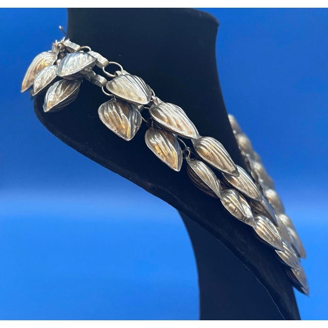 Antique Turkmen Yemeni Silver Leaf Double Chain Necklace For Sale In New York - Image 6 of 12